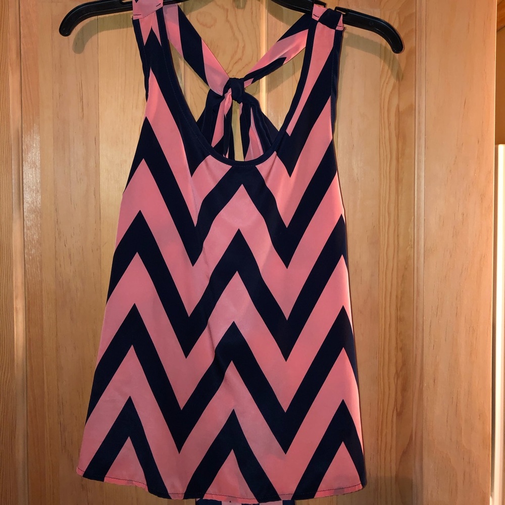 Navy and Coral Dress Top